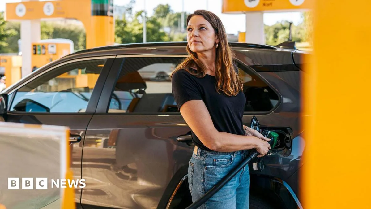 Petrol pumps at a UK filling station as fuel prices rise